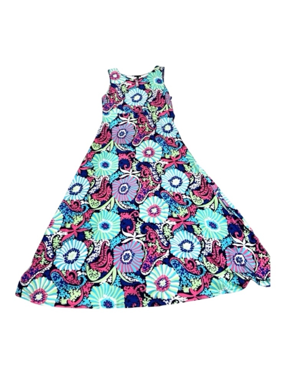 Talbots Sleeveless Maxi Dress Large Multicolor Paisley Floral Print - Picture 2 of 8